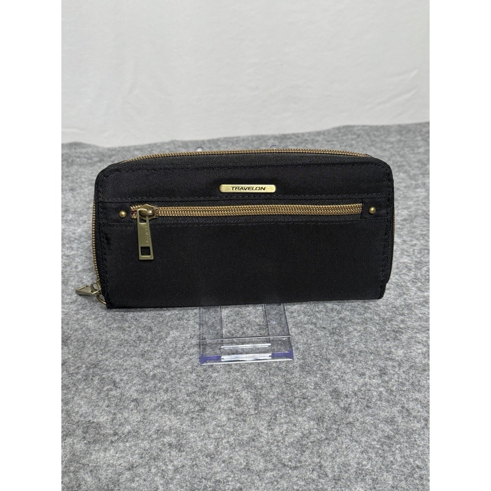 Travelon Wallet Black Travel Nylon Zip RFID Blocking
